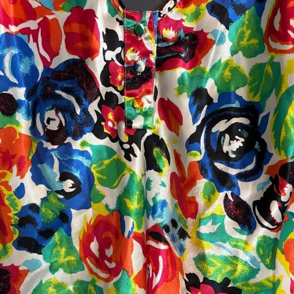 Vintage 90's Victoria's Secret Gold Label Satin Tank Top Colorful Floral Roses S - Picture 4 of 8